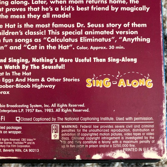 80's Dr. Seuss VHS Movies - The Cat in the Hat - The Hoober-Bloob Highway - Picture 8 of 12